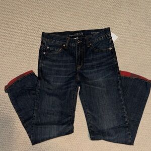 GAP 1969 boys Denim Jeans with Red checker lining —18 slim